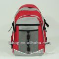 Red 600d polyester school backpack with bottle holder